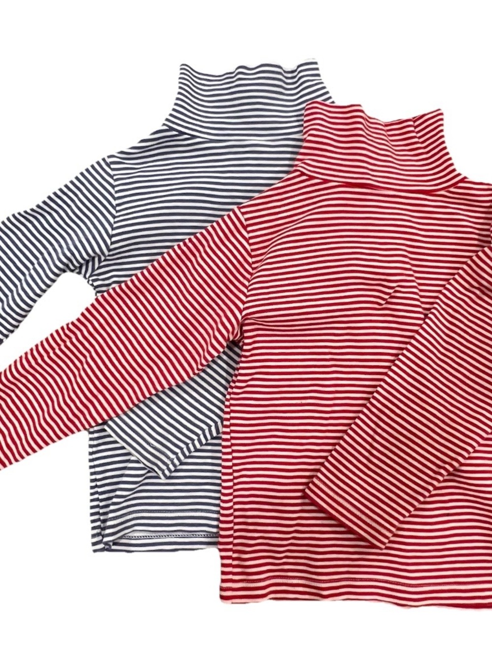 Little English Striped Turtleneck Long-Sleeve Shirts - Red & Navy